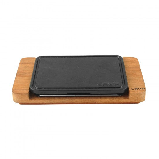Rechteckiger Teller + Holzhalter 22x16cm
