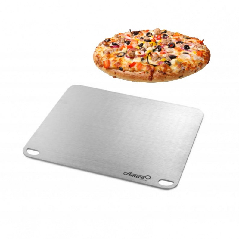 Edelstahl-Pizzastein zum Backen von Pizzen zu Hause 40x35 cm