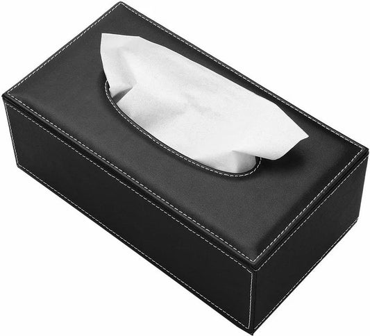 Porta Salviette in Pelle Nera 24x12x7cm
